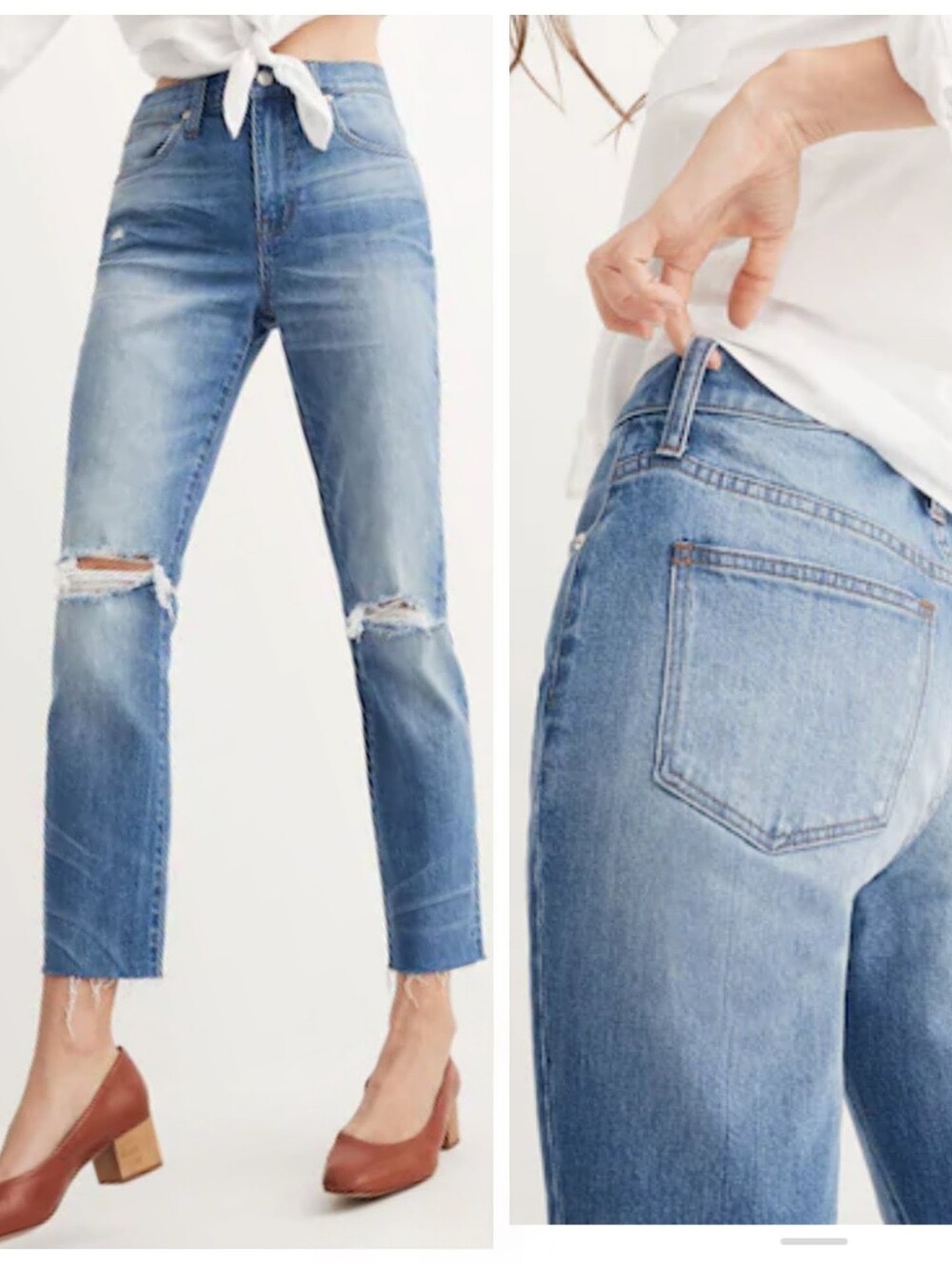 Madewell The High-Rise Slim Crop Boyjean Distressed Women's 31 Bohemian Relaxed